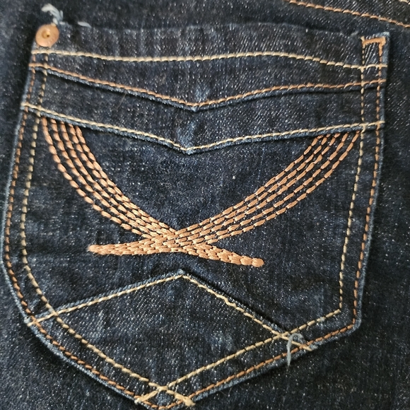 GLO JEANS FLARE Dark Wash Denim Blue Jeans Small Bell Bottom Flare Jeans Size 11 - Picture 13 of 14